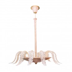 Petite brass and blush glass frond element fixture